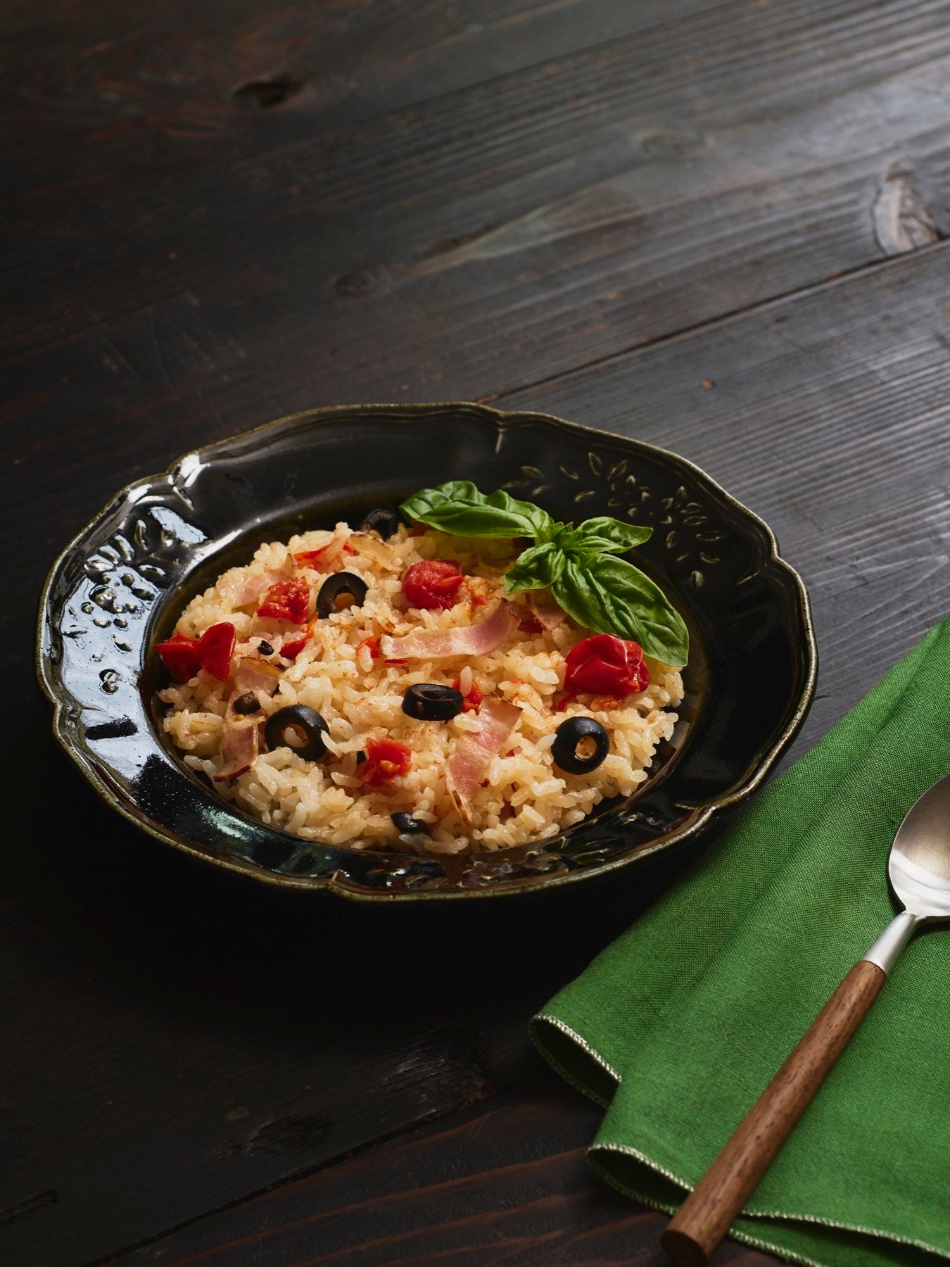 オリーブとベーコンの炊き込みご飯